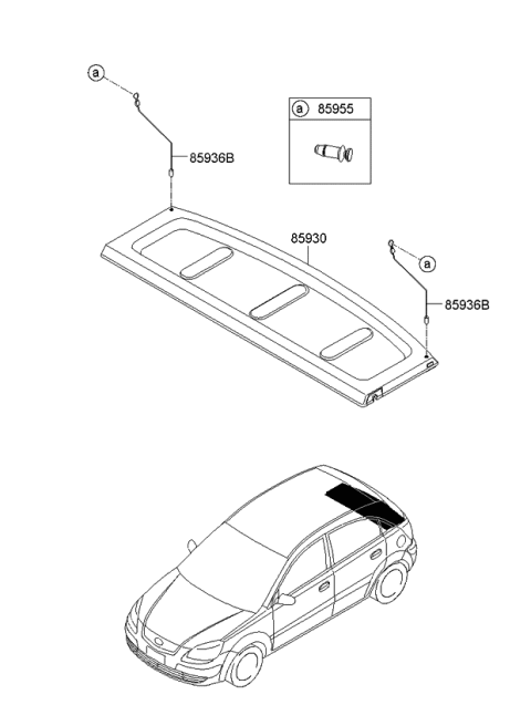 2007 Kia Rio Cable-Covering Shelf Diagram for 249361G500