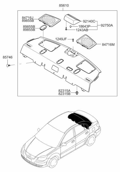 2006 Kia Rio Rear Package Tray Diagram