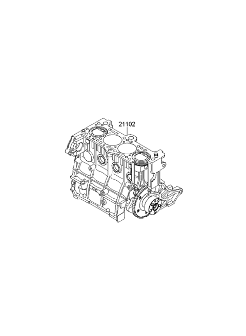 2010 Kia Rio Engine Assembly-Short Diagram for KZ38702200