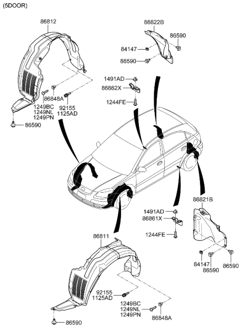 2008 Kia Rio Wheel Guard Diagram 2