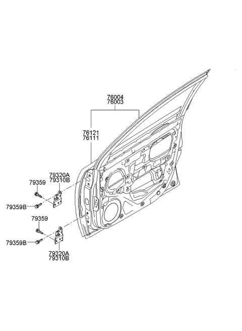 2008 Kia Rio Hinge Assembly-Front Door Upper Diagram for 793201G000