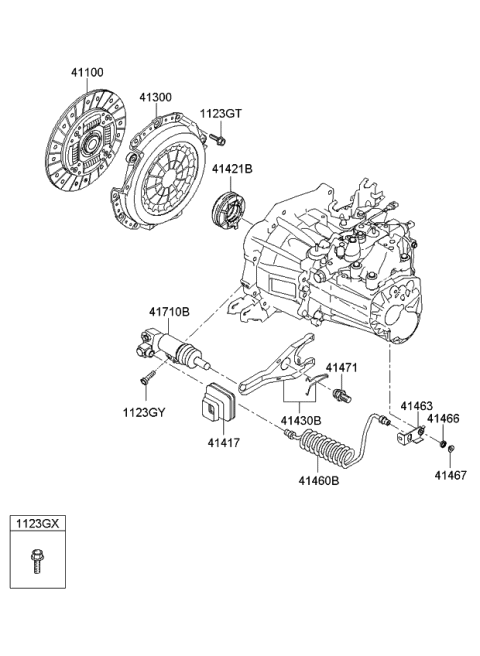 2010 Kia Rio Clutch & Release Fork Diagram