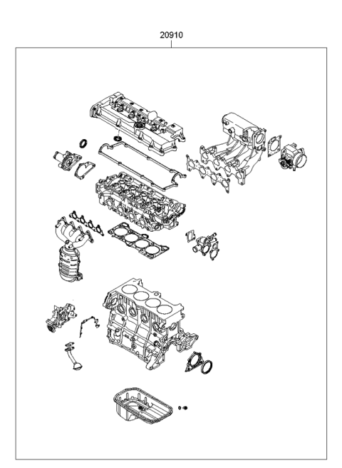 2008 Kia Rio Engine Gasket Kit Diagram