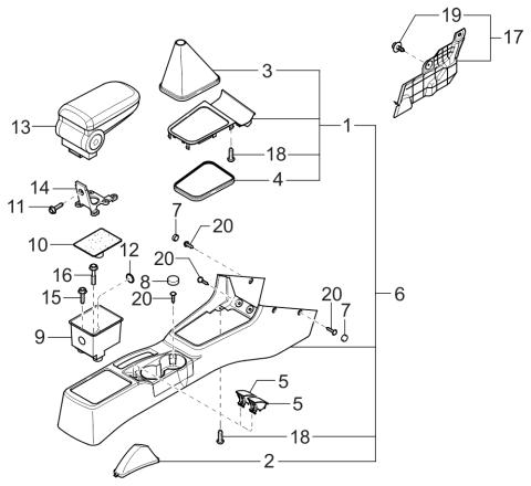 2004 Kia Spectra Console-Floor Diagram 2