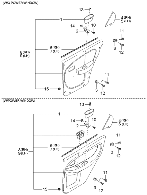 2001 Kia Spectra Trim Assembly-Rear Door,RH Diagram for 2K2NA68520Y3