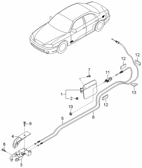 2002 Kia Spectra Fuel Filler Door Diagram