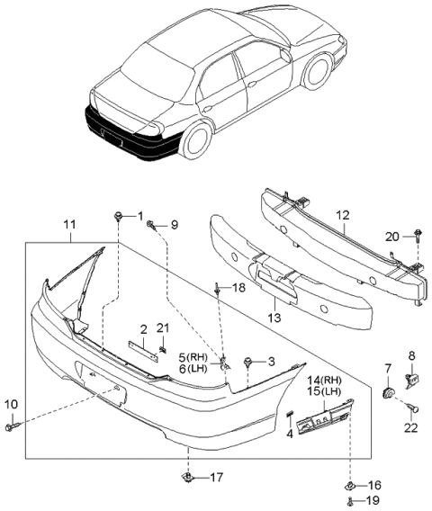 2002 Kia Spectra Clip Diagram for 0K2A150783