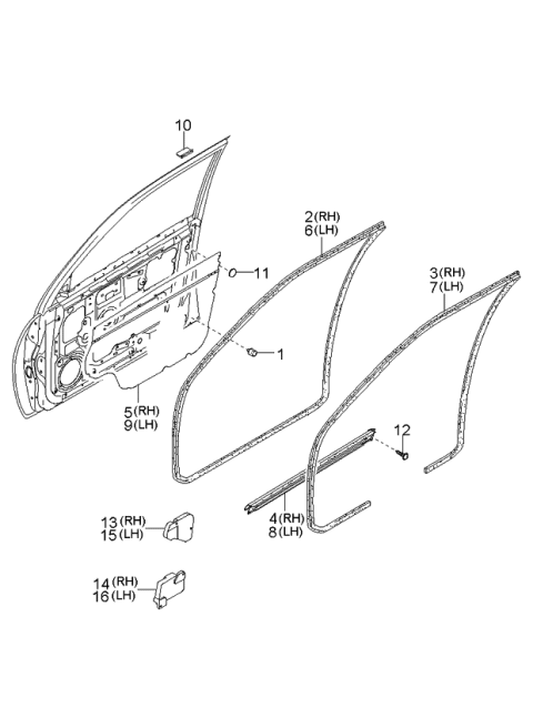 2003 Kia Spectra Moulding-Front Door Diagram