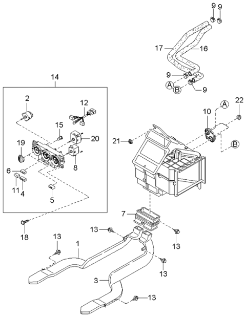 2001 Kia Spectra Heater System-Control & Duct Diagram