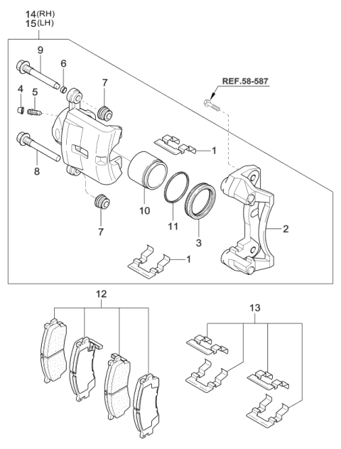 2004 Kia Spectra Piston Diagram for 0K2N133651