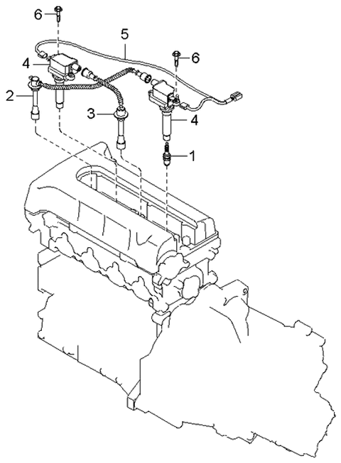 2002 Kia Spectra Spark Plug & Cable Diagram