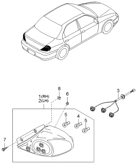 2004 Kia Spectra Cord Assembly Diagram for 0K2NA51158