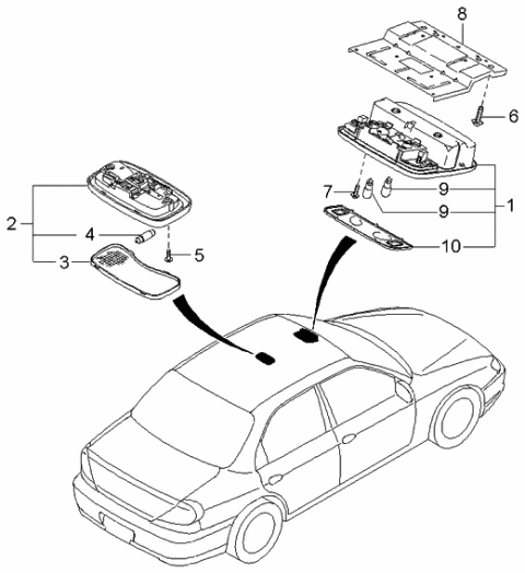 2002 Kia Spectra Lamp-Room Diagram for 0K9B051310B05