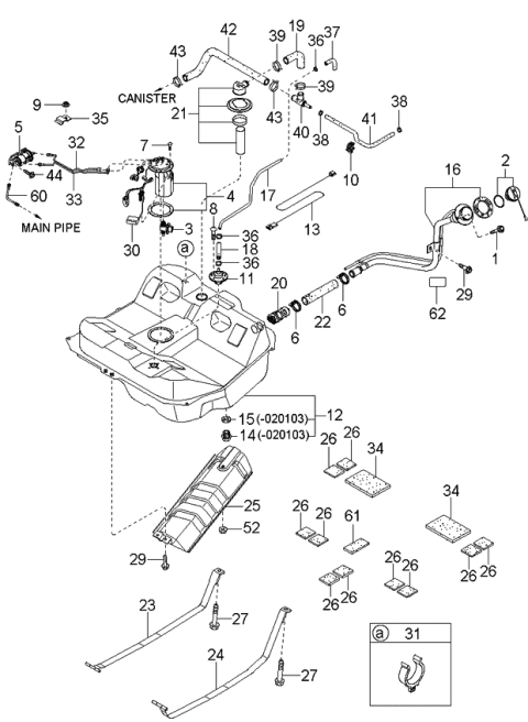 2004 Kia Spectra Sedan (Old Body Style) Tank-Fuel Diagram 1