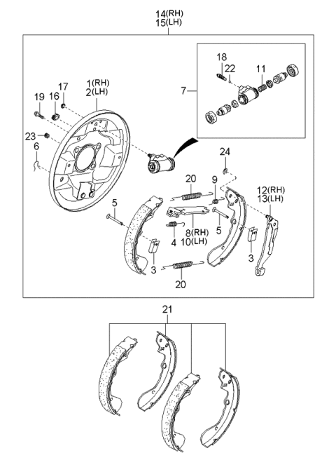 2001 Kia Spectra Rear Wheel Brake Diagram 2