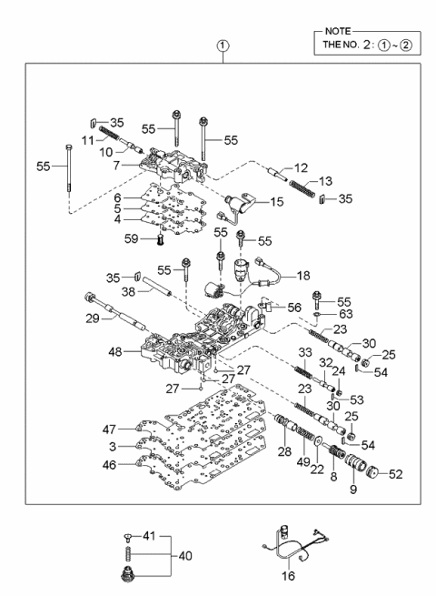 2001 Kia Spectra Spring-2,3 Shift Diagram for MFU0121132B