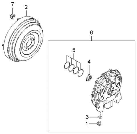 2002 Kia Spectra Oil Pump & Torque Converter Diagram