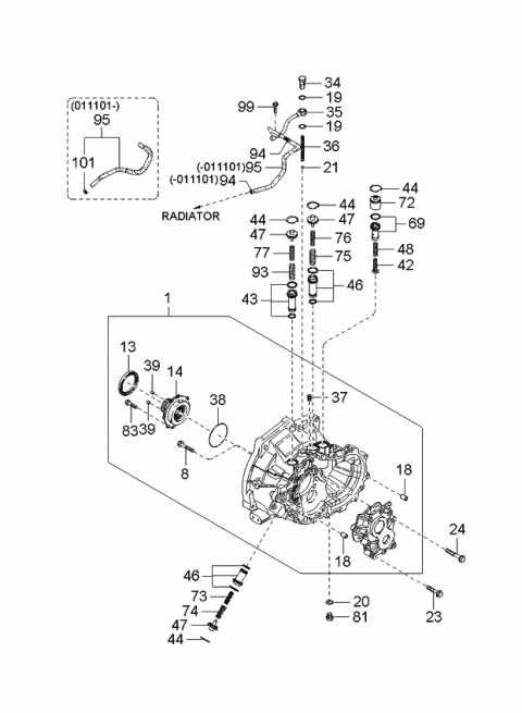 2003 Kia Spectra Transaxle Case Diagram 1