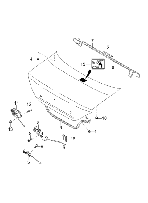 2003 Kia Spectra Trunk Lid Trim Diagram