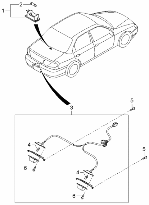 2004 Kia Spectra Lamp-Cargo Room Diagram for 0K24V51440A