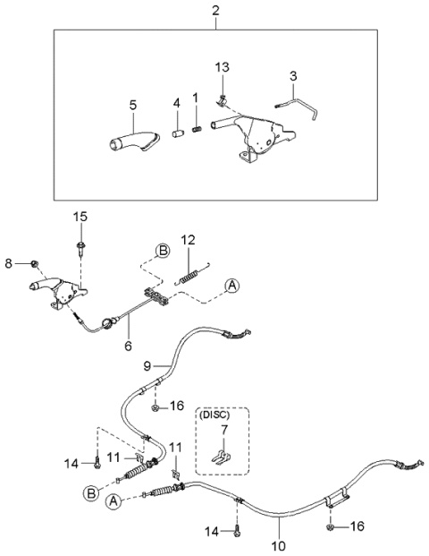 2001 Kia Spectra Lever Assembly-Parking Brake Diagram for 0K2N144010B75