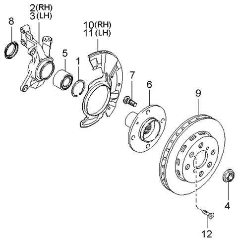 2004 Kia Spectra Front Axle Hub Diagram