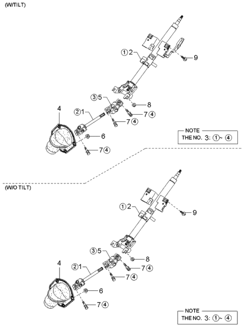 2004 Kia Spectra Shaft Assembly-Steering Diagram for 0K2AA32100F