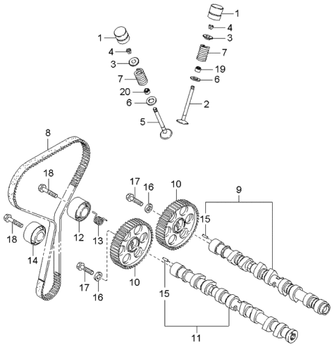 2004 Kia Spectra Camshaft & Valve Diagram