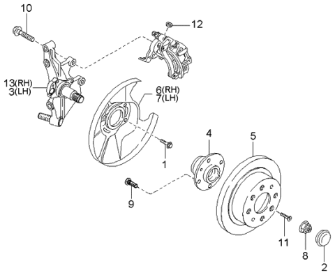 2002 Kia Spectra Rear Wheel Hub Diagram 1