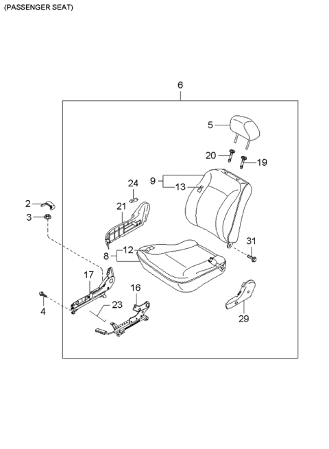 2002 Kia Spectra Front Cushion Covering, Right Diagram for 3K2N288111A752