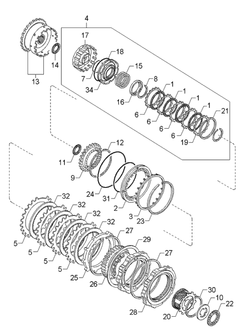 2003 Kia Spectra Transaxle Clutch Diagram