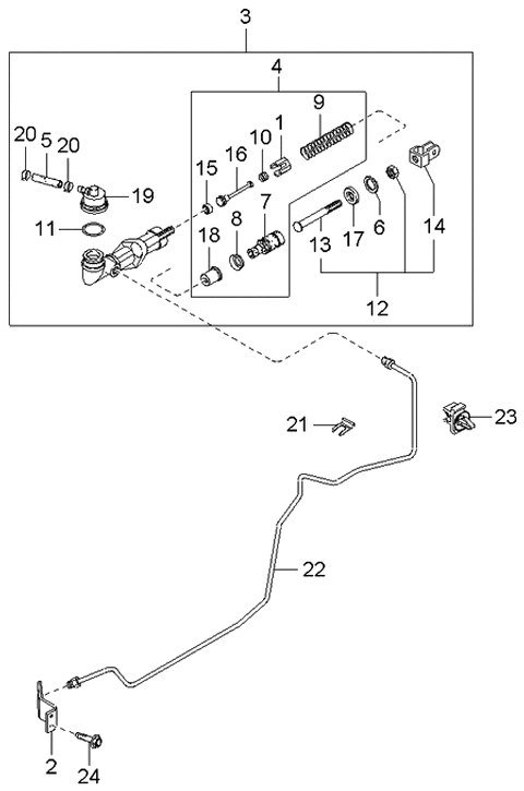 2001 Kia Spectra Clutch Master Cylinder Diagram