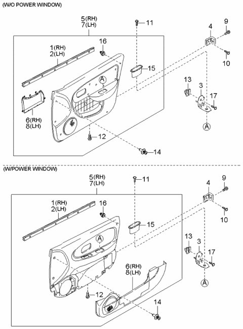 2002 Kia Spectra Trim Assembly-Front Door Diagram for 1K2NA68420BX3