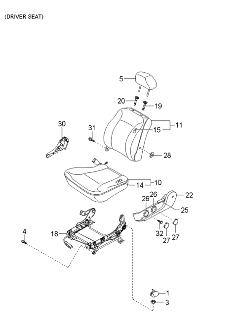 2002 Kia Spectra Head Rest-Assembly Diagram for 3K2N157140752