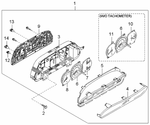 2002 Kia Spectra SPEEDO Meter Assembly Diagram for 0K2NA55471