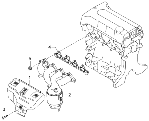 2002 Kia Spectra Exhaust Manifold Catalytic Assembly Diagram for 285102Y000