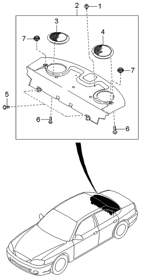 2001 Kia Spectra Trim Assembly-Rear Package Diagram for 1K2BW68320A96