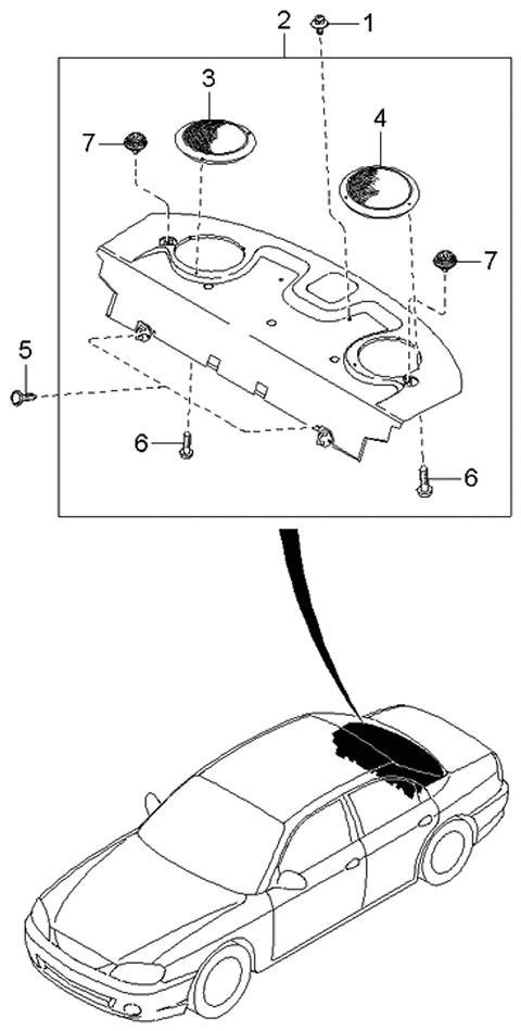 2003 Kia Spectra Rear Package Tray Diagram