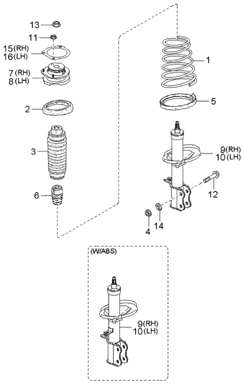 2001 Kia Spectra Rear Shock Absorber & Spring Diagram