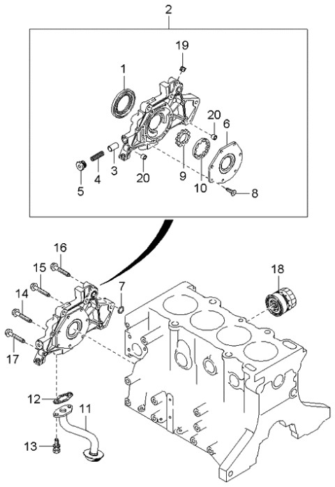 2001 Kia Spectra Front Case Diagram