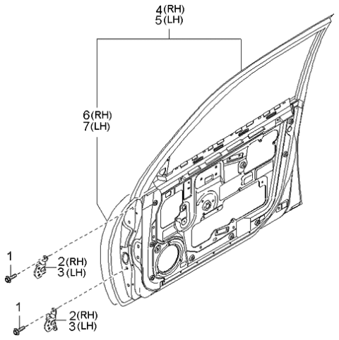 2002 Kia Spectra Sedan (New Body Style) Panel-Front Door Diagram