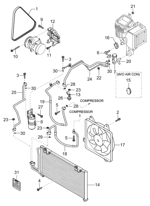 2004 Kia Spectra Bracket Assembly-Compressor Diagram for 1K2N515810