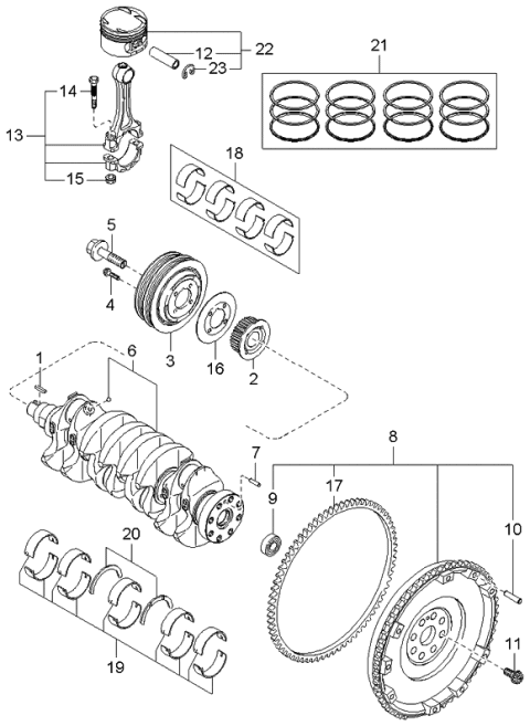 2002 Kia Spectra Crankshaft & Piston Diagram 2