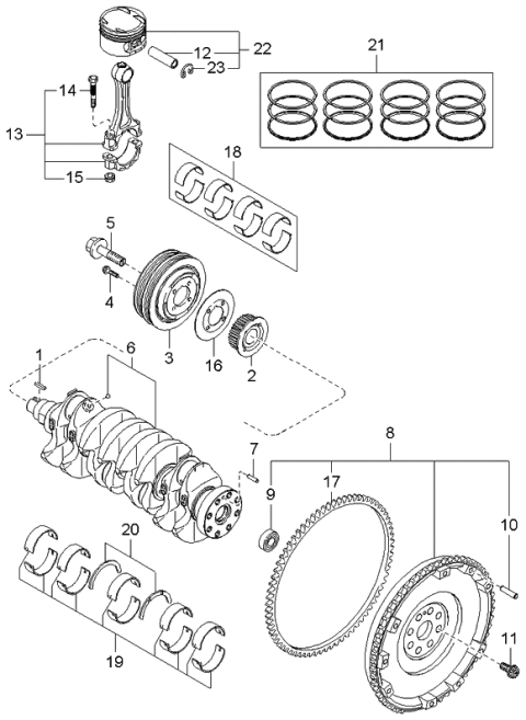 2003 Kia Spectra Crankshaft & Piston Diagram 2