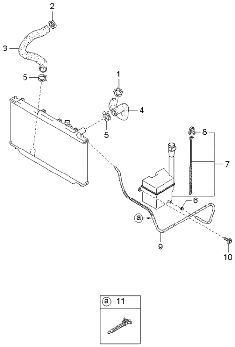 2004 Kia Spectra Radiator Hose & Reservoir Tank Diagram 1