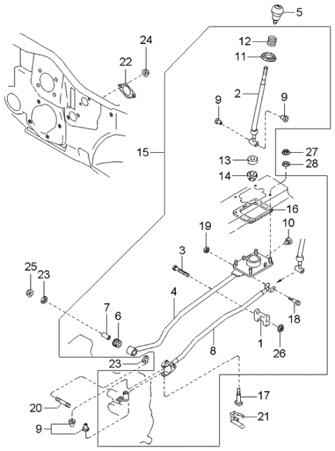 2002 Kia Spectra Shaft Lever Control Diagram 2