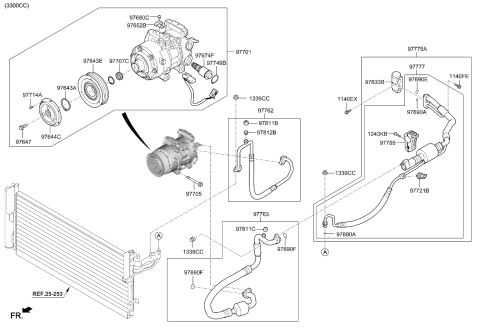 2018 Kia Stinger Pulley Assembly-Air Conditioner Compressor Diagram for 97643F6000