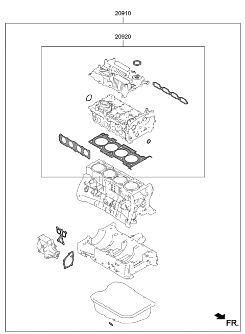 2020 Kia Stinger Gasket Kit-Engine OVEAUL Diagram for 209202CA03