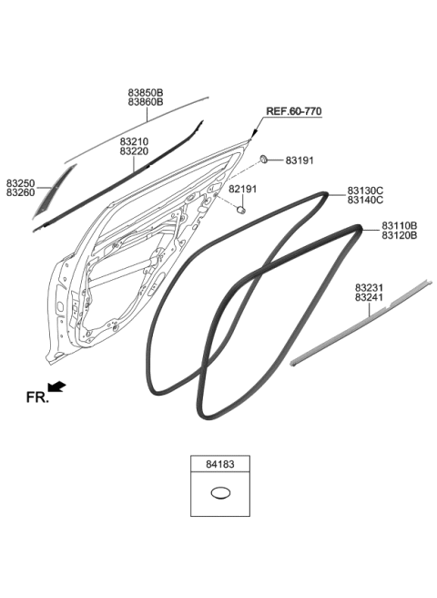 2019 Kia Stinger GARNISH Assembly-Rear Door F Diagram for 83260J5000