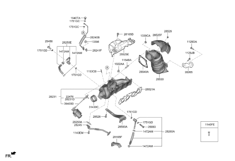 2021 Kia Stinger Protector-Heat Lower Diagram for 285242CTA1